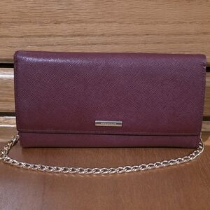 Burberry Bifold Kisslock Burgundy Wallet With Removable Off Brand Chain